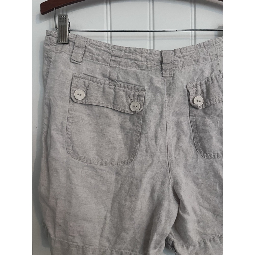 TALBOTS Womens 4 SHORTS Beige LINEN Drawstring Irish Linen 474 - Picture 5 of 6